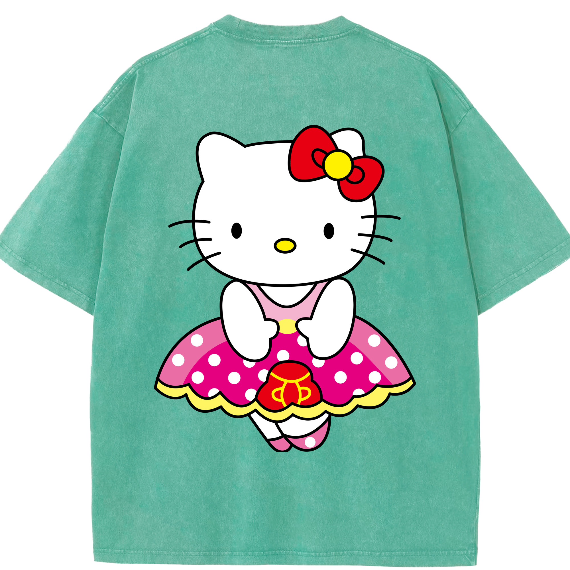 （画像用） Hello Kitty ハローキティ 綿100% ヴィンテージ風 半袖Tシャツ（背面プリント）